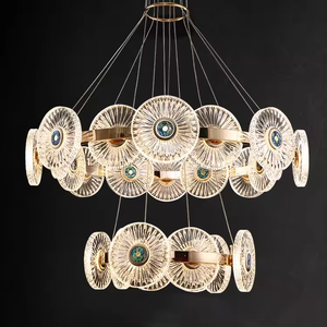 Lampe en verre de luxe de lustre de décoration d'intérieur de style contemporain de maison villa hôtel pour diner - Product Image 1