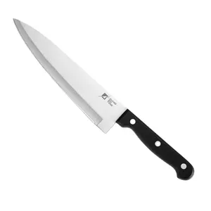 经典8英寸厨房厨师刀，带3个铆钉Pom塑料手柄环保金属钢一次性库存刀