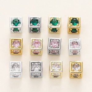 18k Gold Plated Square Cubic Zirconia <b>Spacer</b> Beads For Bracelet Making DIY Jewelry Accessories - Product Image 5