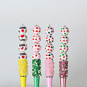 Collar grueso de cuentas de corazón de acrílico UV AB de 16 mm con estampado sólido de colores mixtos y la inscripción 'Love You' para el Día de San Valentín, para joyería y bolígrafos, MOQ bajo - Product Image 3