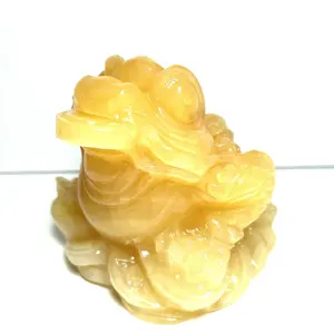 Wholesale Customize Natural Topaz Toad Healing Crystal Carving Toad for Home Decoration