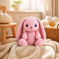 Peluche Lapin Tricoté en Tissu Doux, Jouet en Peluche Lapin Tricoté en Gros, Adorable Poupée Lapin Tricotée Animalière