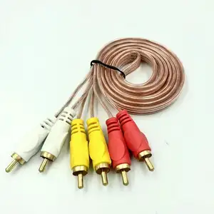 Factory supply Rca Cable High Quality Gold Plated 1.5m Cable RCA Fish Eyes 3RCA M To 3RCA M Audio Video Cable