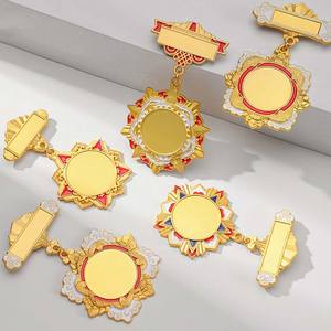 卸売カスタム昇華金属ゴールデンブランク名ブローチラペルピンID名誉バッジのメダル - Product Image 4