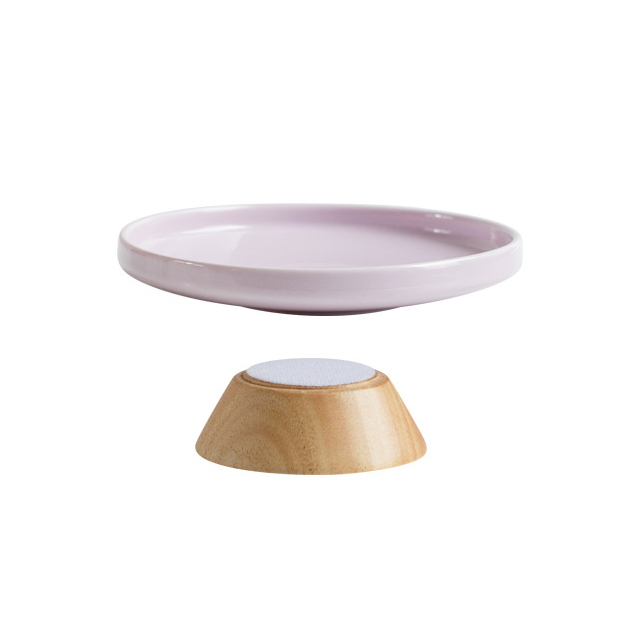 Plaque ronde violette peu profonde pieds courts