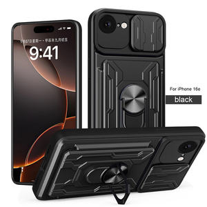 Funda de Teléfono con Anillo Giratorio y Cartera de TPU+PC para <span class=keywords><strong>ZTE</strong></span> <span class=keywords><strong>Blade</strong></span> A33S/A35E/A35/A75/V70 Max/A55/A54/A71/Axon 60 Lite con Cubierta Deslizante para Ventana - Product Image 1