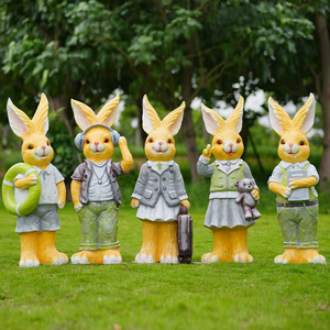 Grands œufs de Pâques commerciaux en résine, figurine de <span class=keywords><strong>lapin</strong></span> grandeur nature, art populaire, écologique, faite à la main, décoration maison et jardin - Product Image 3