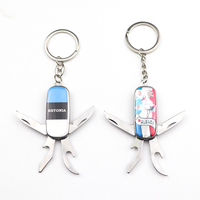 Porte-clés multifonctionnel personnalisé avec logo en époxy, souvenir touristique de pays et de villes, mini couteau