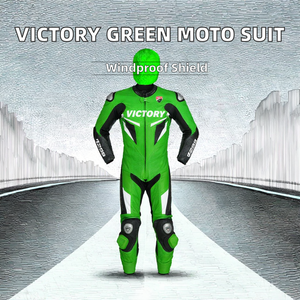 Traje de Motociclismo de una Pieza con Logotipo Frontal Personalizado en Color Verde Victory, Traje de Carreras de Motocicleta Profesional de Nailon PE EVA con Protección para Motociclistas - Product Image 2
