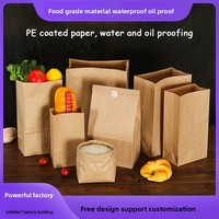 Sacs en papier kraft gaufré à fond carré, de qualité alimentaire, imperméables et résistants à l'huile, pour l'emballage et le stockage de pain, de toasts et de gâteaux, pour l'exportation.
