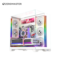 Casing PC Gaming MATX 8x Dudukan Kipas 120mm Aliran Udara Tinggi Kaca Tempered Chassis Komputer Dukungan Kipas Bawah USB-C untuk Desktop