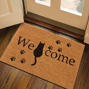 Cangming Imitation Coconut Fiber Door Mat Welcome Palm <b>Tree</b> Pattern Water Wash Front Door Entryway Mat - Product Image 4