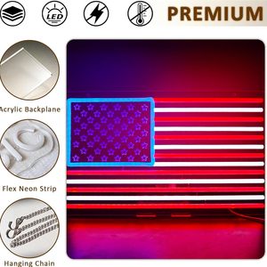 USA flag Letreros Neon LED indoor hanging ambient light wall decoration light entrance indicator light luminous <b>sign</b> 5v 12v - Product Image 2