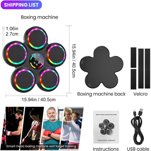 Machine de boxe musicale intelligente RS à fixation murale avec réglage de la vitesse à 9 niveaux, machine de boxe à un coup avec lumière LED - Product Image 4