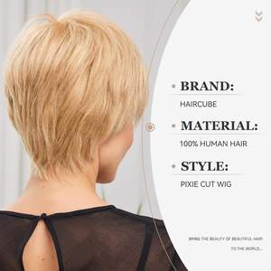 Perruque Courte Droite Style Européen et Américain, Couleur Or, Fibre Kanekalon, Ligne de Cheveux Naturelle, Perruque Complète pour Femme - Product Image 4