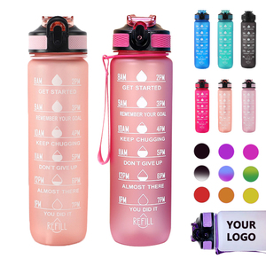 Chất lượng tốt 32oz motivational thời gian đánh dấu nhựa thể thao chai nước 1L BPA-free PC Chất liệu nước cup với logo cho phòng tập thể dục - Product Image 1