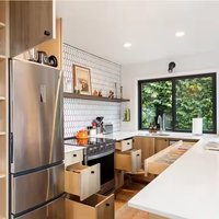 Moderna, ecológica, pequeña estructura de acero, casa prefabricada, luz, salón, Loft, edificio, pequeña casa, Villa, casa prefabricada con características de lujo