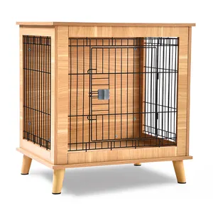 Cage en bois pour chien, en fil de fer, accessoire d'entraînement pour animaux domestiques, chenil pour chiens, avec Double portes détachables