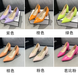 Nuove Scarpe da Lavoro da Donna 2025, <span class=keywords><strong>Tacco</strong></span> Grosso in Pelle Liscia, Colore Unico, Punta Tonda, <span class=keywords><strong>Tacco</strong></span> Alto 8cm, Slip-On in PU - Product Image 6