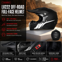 Casque de moto tout-terrain intégral, coque en ABS, EPS multi-densité, doublure amovible et lavable, unisexe, adulte
