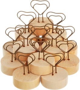 Portafoto in legno a forma di <span class=keywords><strong>cuore</strong></span> supporto da tavolo in legno supporto per filo da tavolo supporto per foto supporto per segnaposto per feste - Product Image 1