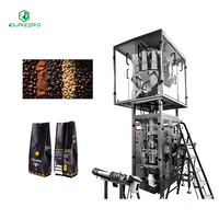 Machine d'emballage de café à quatre soudures, machine VFFS pour grains de café avec valve unidirectionnelle, machine de fabrication de sacs de café avec valve de dégazage