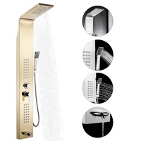 Ensemble de douche intelligent en acier inoxydable brossé, panneau de salle de bain, double fonction eau froide et chaude, 3 voies, chrome, massage doux pour appartements