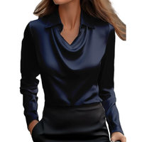 Chemise à col en V pour femmes automne élégant rétro décontracté avec chemisier en tissu respirant en polyester à imprimé floral