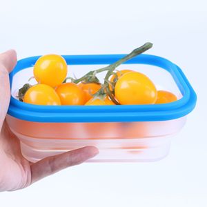Foldable Silicone Food Storage Container Rectangle Seal Lid 300ml 600ml 1000ml 1700ml For Students Office Baby Fruit <b>Lunch</b> <b>Box</b> - Product Image 2
