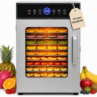 10-laags roestvrijstalen heteluchtoven Voedseldroger Fruit Groente Vlees Drogen 110/220V Multifunctioneel Hoog Laag Geluidsniveau Voedsel