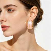 Juego de Joyería Unisex PuYing al por Mayor, Chapado en Oro de 18K, Aros Gruesos con Incrustaciones Opalescentes, Joyería de Moda para Aniversario