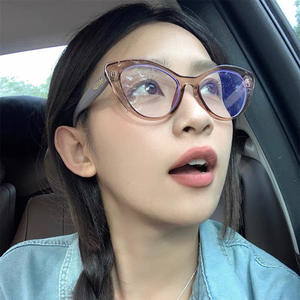 Monturas de gafas Lilin Cat Eye para mujer, montura completa, lentes AC, protección contra la radiación de luz azul, estilo coreano P2 6337 - Product Image 1