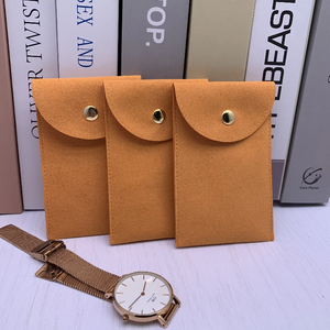 Bolsa de Microfibra de Gamuza Naranja para Reloj con Solapa y Botón, con Logotipo Grabado, Modelo 529, Tamaños 8*8cm y 8*12cm - Product Image 2