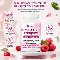 Complément Alimentaire Complexe de Magnésium 20-en-1 en Capsules avec Vitamine D3 K2 et Complexe B Méthylé, 60 Capsules Végétariennes pour Femmes