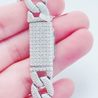 Pulsera de Eslabones Cubanos de Plata de Ley S925 con Moissanita Iced Out de 12mm, Joyería de Moda Hip Hop, Gran Venta para Hombres y Mujeres