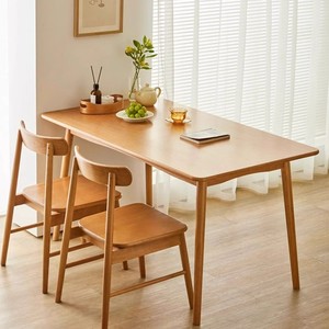 Table et chaises de salle à manger en bois massif style nordique, ensemble 4 pièces, chêne naturel, rectangulaire - Product Image 4