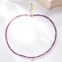 Collier de perles de verre violet fait à la main OEM de luxe Bijoux en laiton taillé à facettes pour femmes pour cadeau