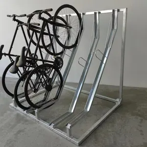 Estante de ciclo de almacenamiento de bicicleta de carbono montado en la pared semi vertical galvanizado en caliente para exteriores comercial