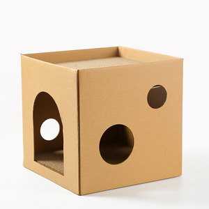 Hot Selling Corrugated Paper Cat Scratch Board House Style Cube Shape Cat Scratcher Cardboard Small Cat House