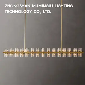 Mumingju hiện đại sang trọng vàng đồng pha lê mặt dây đèn nhà hàng thanh đảo Đèn bàn dải dài thiết kế chiếu sáng