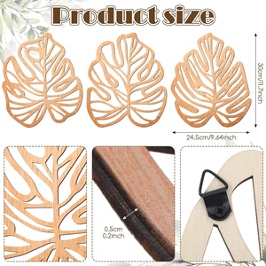 Hojas de <span class=keywords><strong>Palma</strong></span> de madera Decoración de pared Hojas de madera Planta Decoración de pared Escultura colgante de madera Placa de planta tropical vintage - Product Image 3