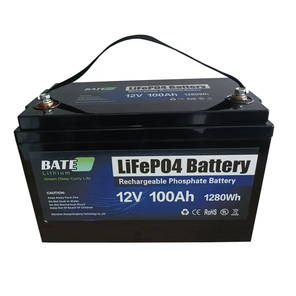Bateria de lítio de 12v 100ah, bateria iniciante de carro com manivela
