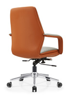 Chaise de bureau relaxante pour personnel de studio Chaise de visiteur en cuir artificiel à dossier court orange coloré pour le bureau
