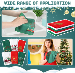Nouvelle décoration de Noël brodé essuie-mains Père Noël Renne Bonhomme de neige Arbre de Noël Serviettes à vaisselle Serviettes de bain en tissu - Product Image 6