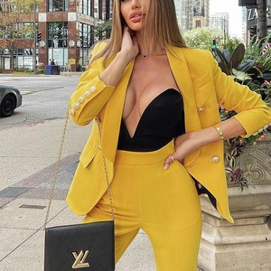 Costume pantalon élégant pour femme King Mcgreen Star et blazer à manches longues assorti, tenue de bureau chic pour femme, ensemble de deux pièces - Product Image 4