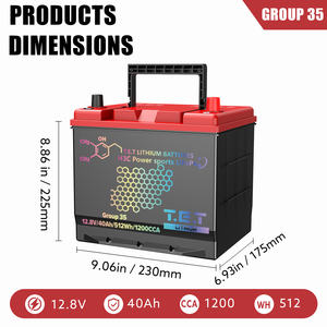 Grupo 35 12V 50AH 1200CCA <span class=keywords><strong>AGM</strong></span>-Reemplazo de la batería de arranque del automóvil LiFePO4 con protección BMS - Product Image 2