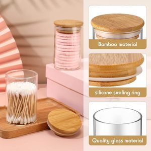 Lot de bocaux de rangement en verre broscilat pour épices, avec couvercles en bambou et étiquettes, pour usage en cuisine, vente en gros - Product Image 3