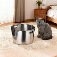 Nouvelle conception, litière pour chat de haute qualité, ronde, en acier inoxydable, résistante à la chaleur, anti-poussière, grande capacité de 20 L, facile à nettoyer, pour plusieurs chats