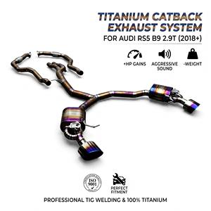 ท่อไอเสียแบบ Catback ยี่ห้อ Vortex สีทองไทเทเนียมแบบ Anodized พร้อมวาล์ว สำหรับ Audi RS5 B9 2.9T ปี 2019-2025 ปลายท่อรูปวงรี แบบ Plug & Play - Product Image 1