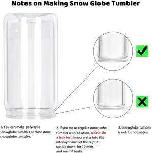 كوب بتصميم كرة الثلج بسعة 16 أونصة، صديق للبيئة، معزول بجدار مزدوج من البلاستيك، تصميم نحيف مع جليتر، غطاء من مادة البولي كربونات وماصة، لهدايا الشاي والنبيذ - Product Image 5
